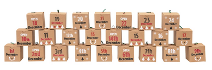 Square Paper Box Advent Calendar - Set of 24