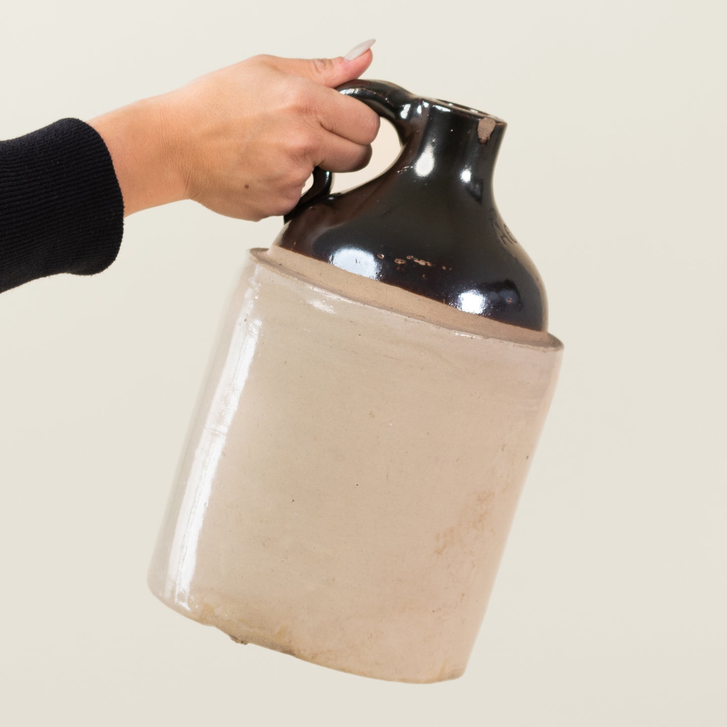 Antique Two Tone Stone Jug with Handle