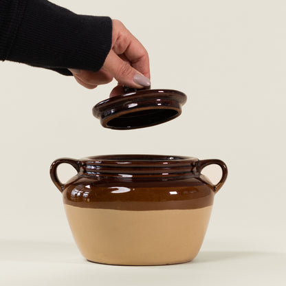 Antique Pot à miel brun à deux tons
