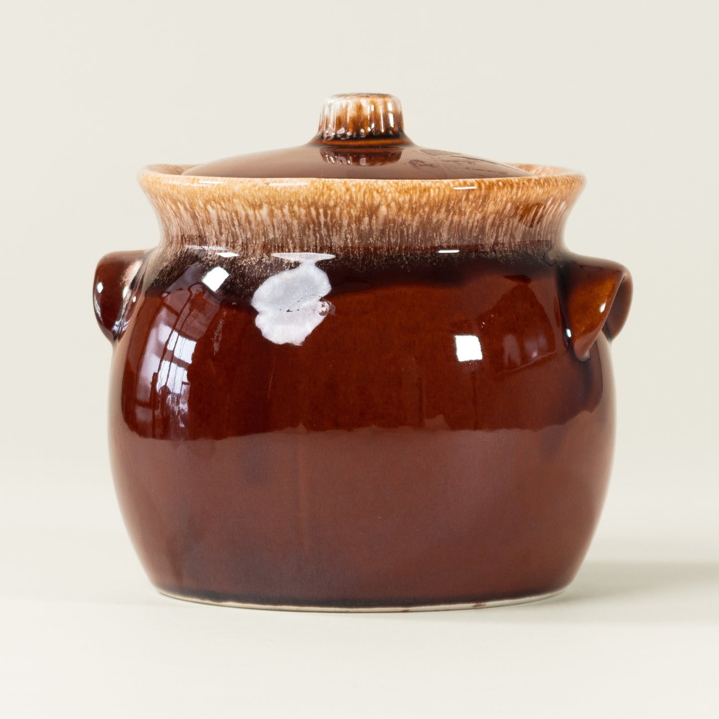 Antique Pot à miel brun à deux tons